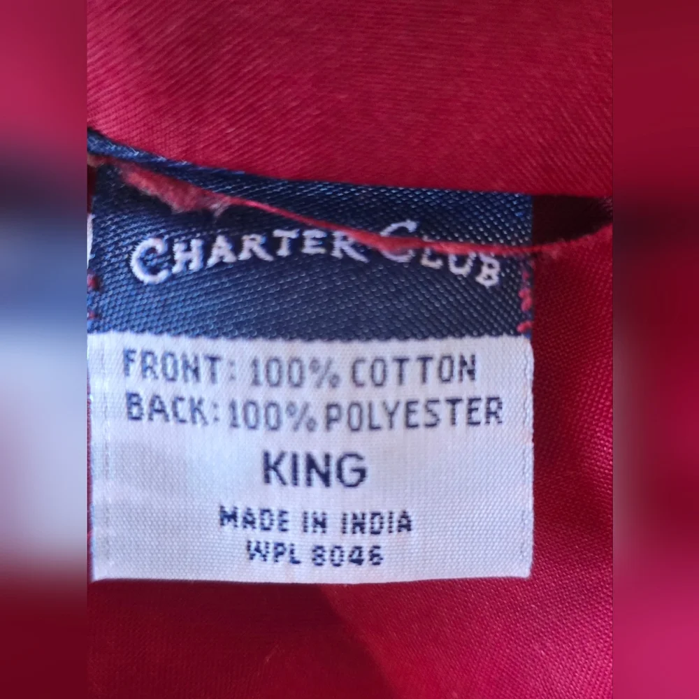 Charter Club King Red Velvet Duvet + 2 Standard King Shams